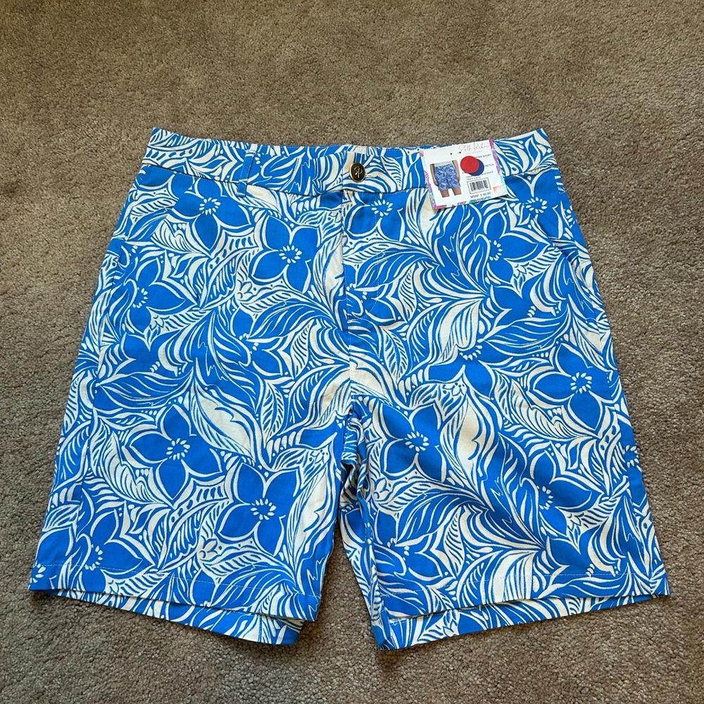 Blue Floral High Waist Women's Shorts